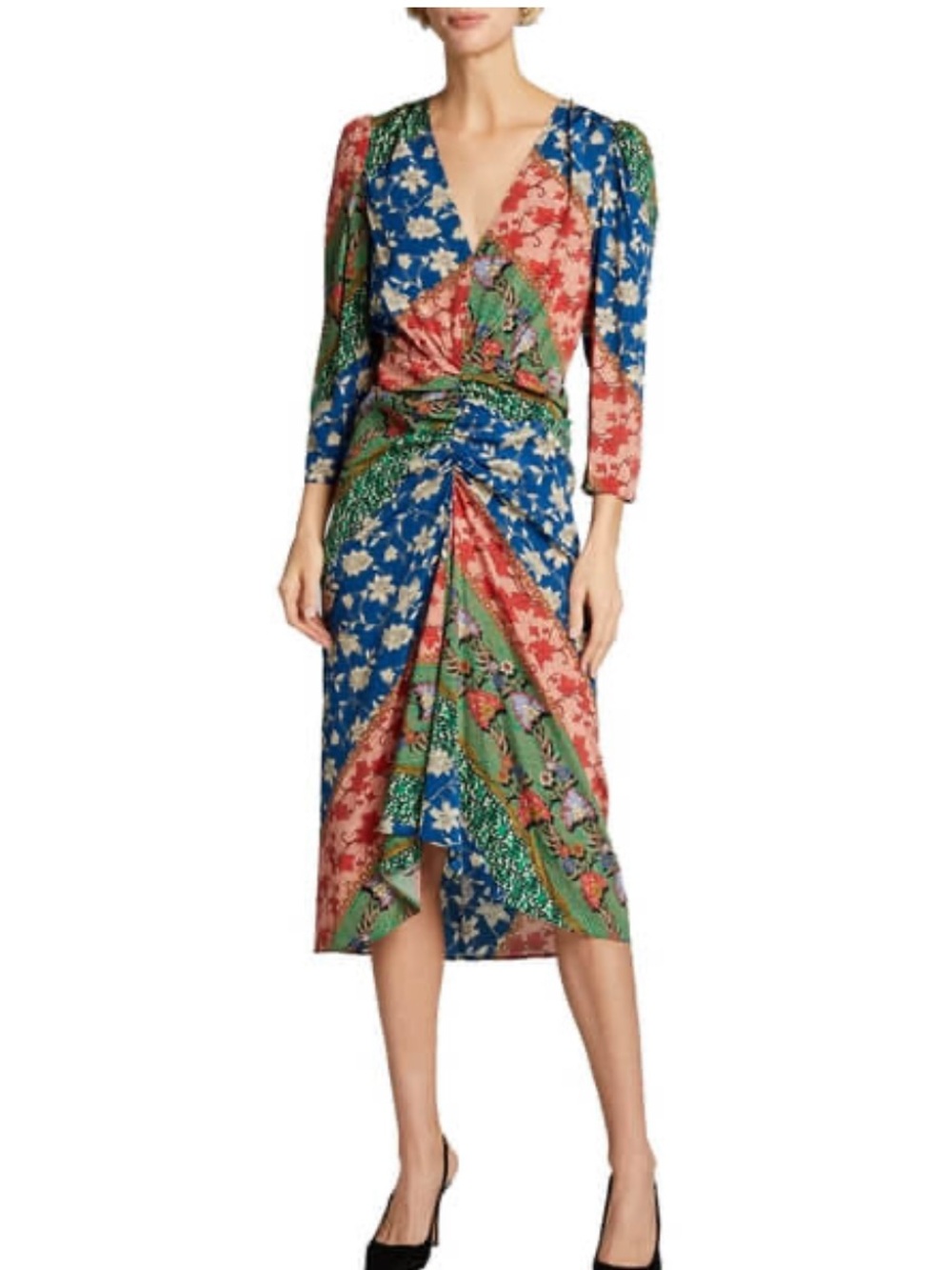 NWT Veronica Beard Mary Multi-Print Floral midi silk dress 8